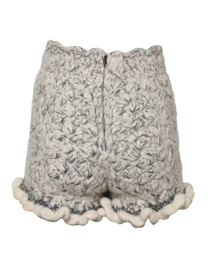 Dolce & Gabbana Metallic Bouclé Knit Cashmere Ruffled Shorts