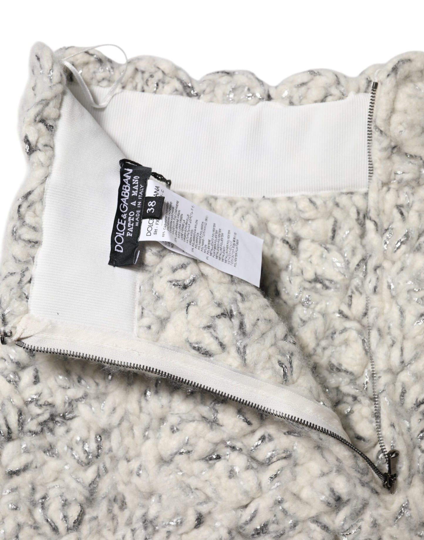 Dolce & Gabbana Metallic Bouclé Knit Cashmere Ruffled Shorts