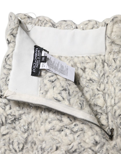 Dolce & Gabbana Metallic Bouclé Knit Cashmere Ruffled Shorts