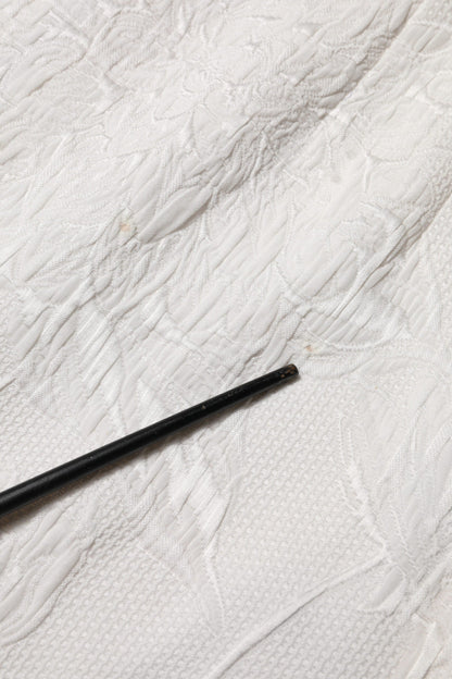 Dolce & Gabbana White Floral Brocade A-line High Waist Skirt