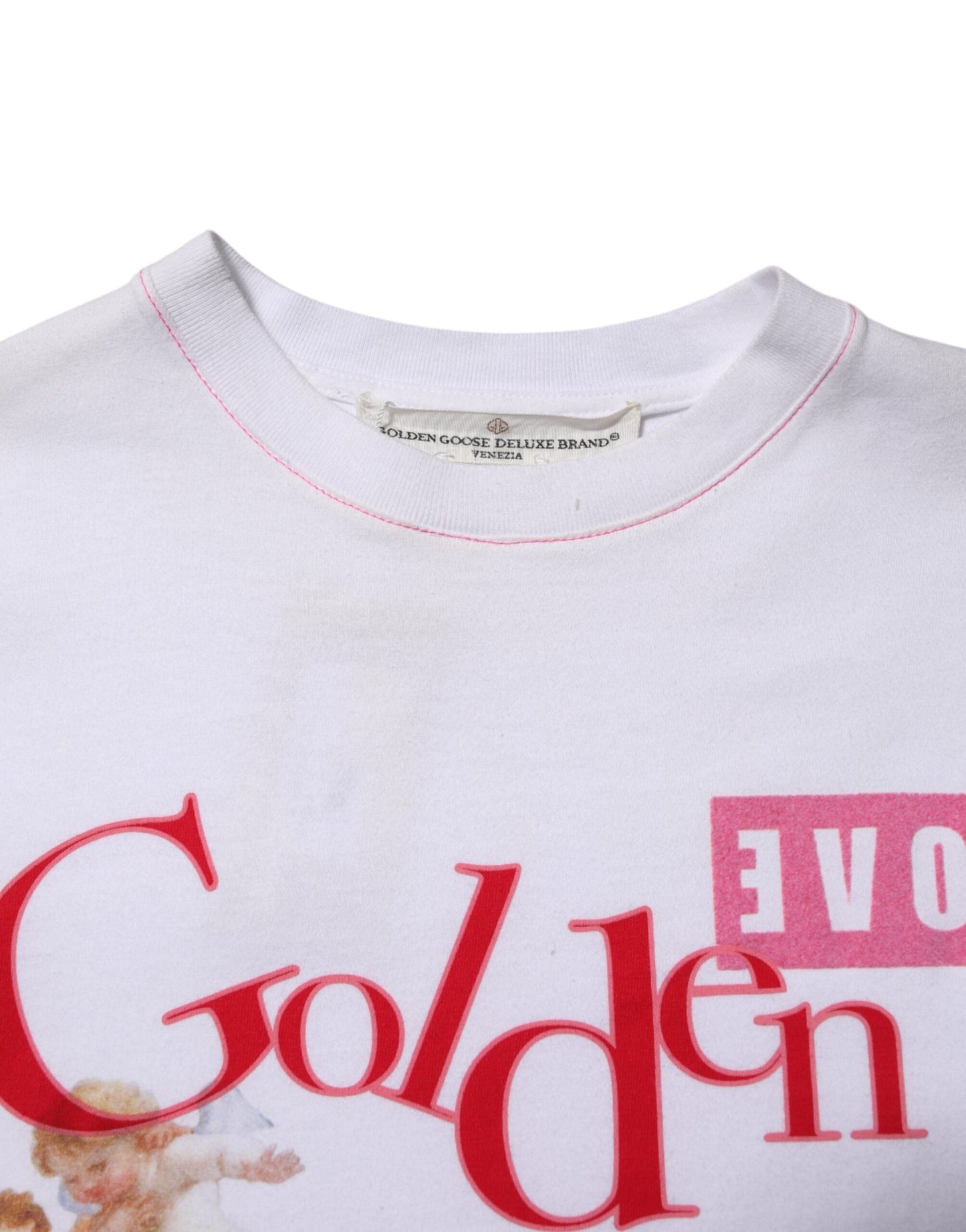 Golden Goose White Printed Round Neck T-shirt