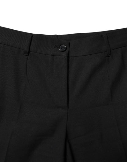 Dolce & Gabbana Black Wool High Waist Tapered Pants