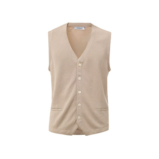 Gran Sasso Beige Cotton Sleveless Jacket
