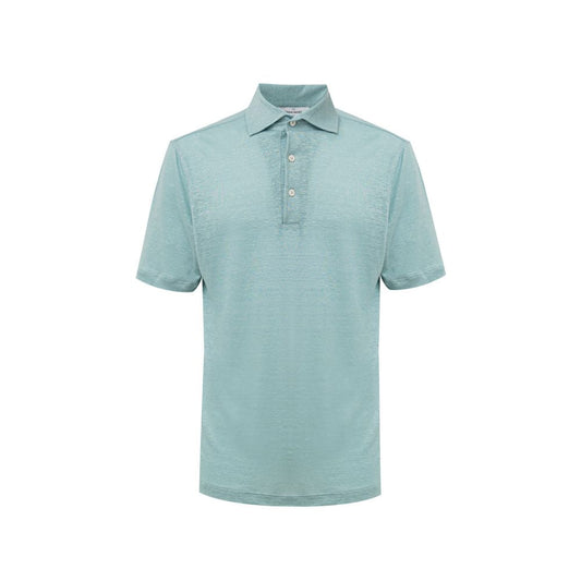 Gran Sasso Blue Linen Polo Shirt