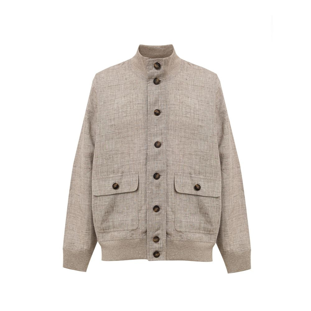 Gran Sasso Beige Linen Jackets & Coat