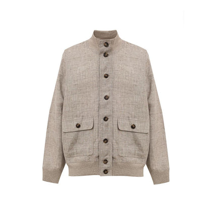 Gran Sasso Beige Linen Jackets & Coat