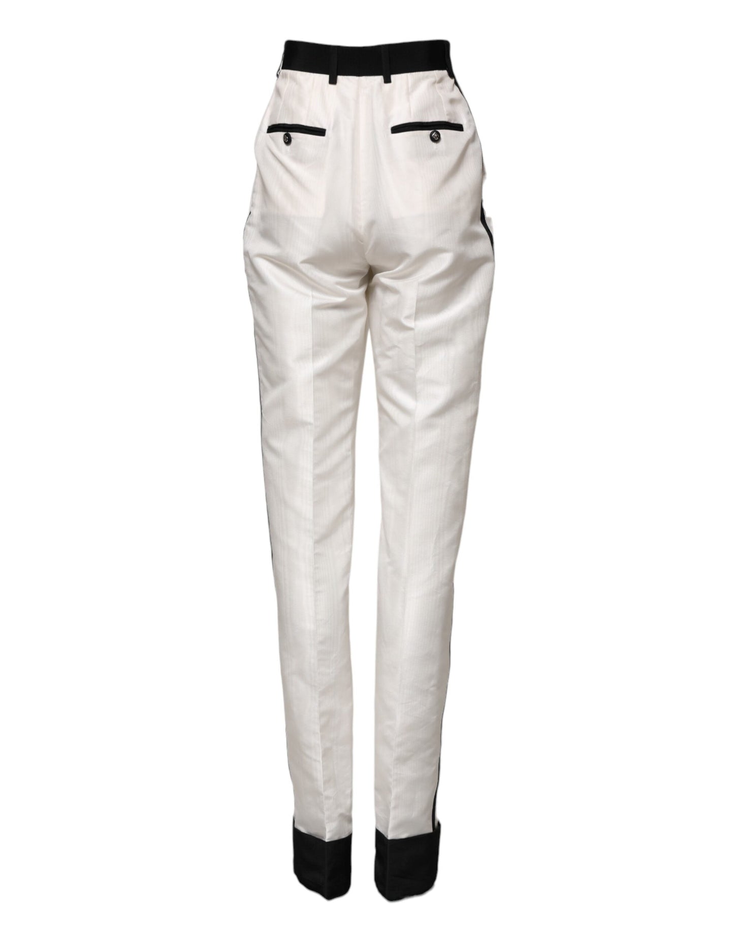 Dolce & Gabbana White High Waist Straight Dress Trouser Pants