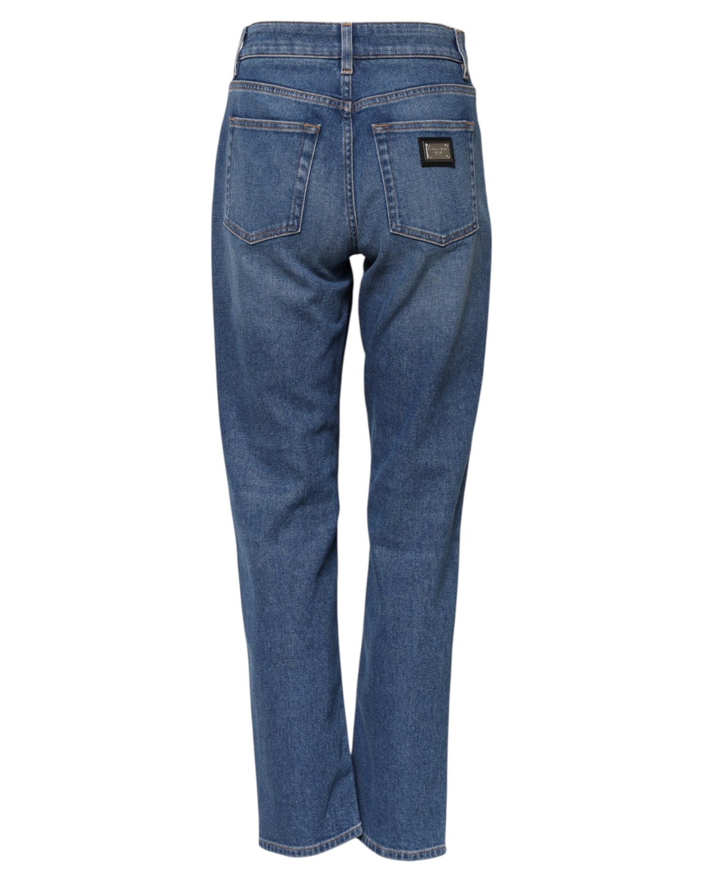 Dolce & Gabbana Blue Cotton High Waist Tapered Denim Jeans