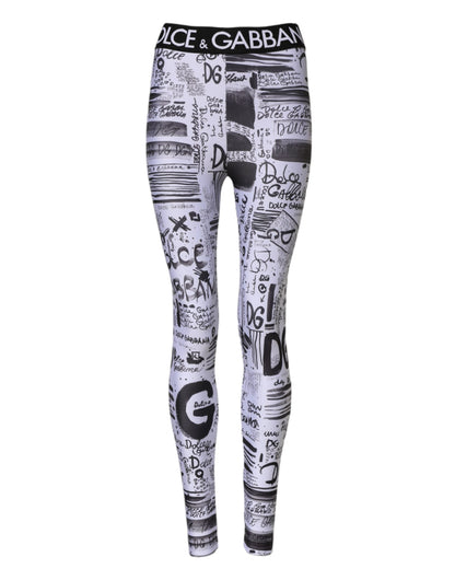 Dolce & Gabbana White Graphic HighWaist Skinny Leggings Pants