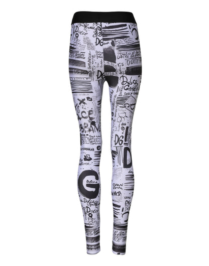 Dolce & Gabbana White Graphic HighWaist Skinny Leggings Pants