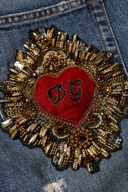 Dolce & Gabbana Blue Cotton Boyfriend Tattered Denim Jeans