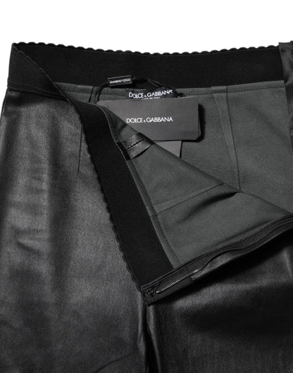 Dolce & Gabbana Black Leather Elastic Waist Pants