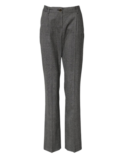 Dolce & Gabbana Gray Checkered High Waist Flared Pants