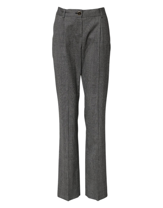 Dolce & Gabbana Gray Checkered High Waist Flared Pants