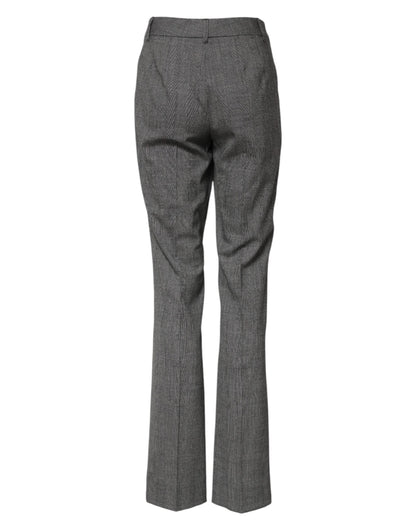 Dolce & Gabbana Gray Checkered High Waist Flared Pants