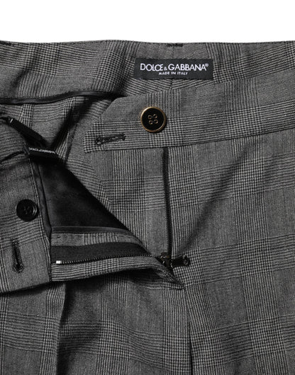 Dolce & Gabbana Gray Checkered High Waist Flared Pants