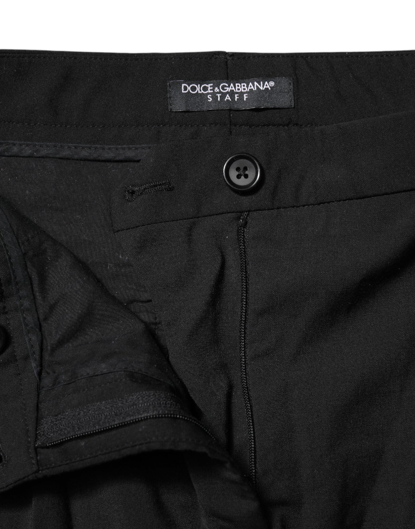 Dolce & Gabbana Black STAFF Mid Waist Tapered Pants