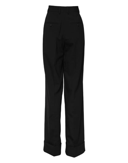 Dolce & Gabbana Black Wool High Waist Formal Pants