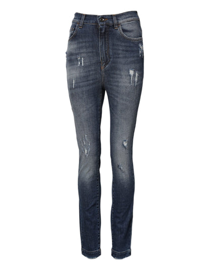 Dolce & Gabbana Blue Cotton HighWaist Skinny Denim Jeans