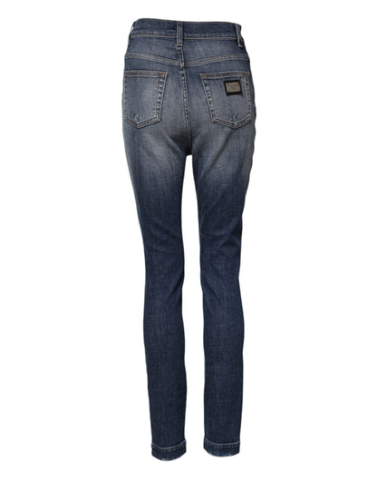 Dolce & Gabbana Blue Cotton HighWaist Skinny Denim Jeans