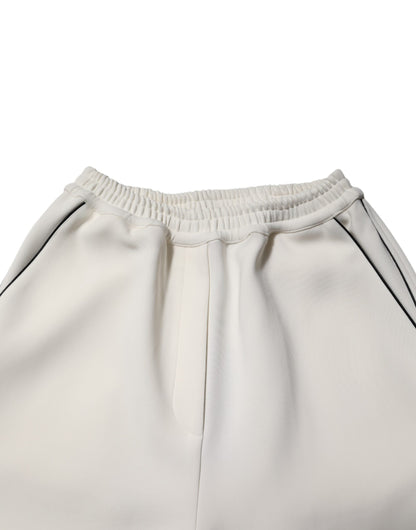 Dolce & Gabbana White Viscose Wide Leg Pull On Pants