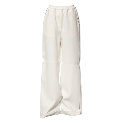 Dolce & Gabbana White Viscose Wide Leg Pull On Pants