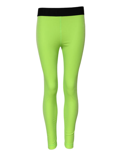 Dolce & Gabbana Green Nylon Slim Fit Leggings Pants