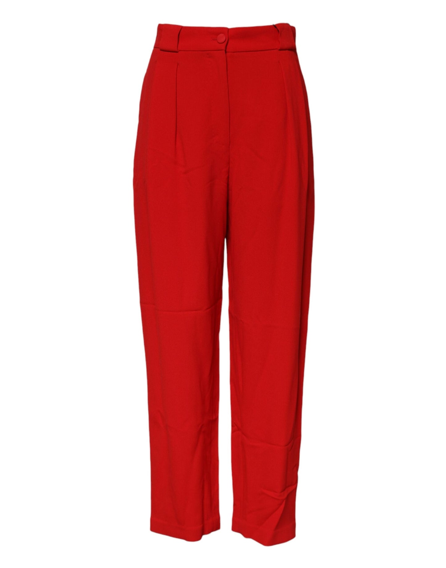Dolce & Gabbana Red Viscose High Waist Tapered Pants