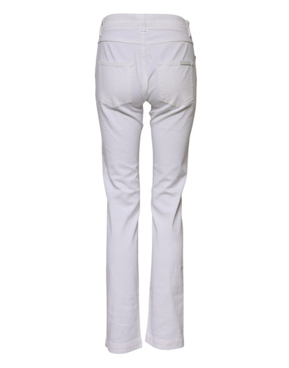 Dolce & Gabbana White Floral Embroidery GIRLY Denim Jeans