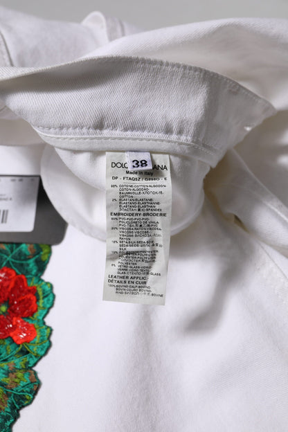 Dolce & Gabbana White Floral Embroidery GIRLY Denim Jeans
