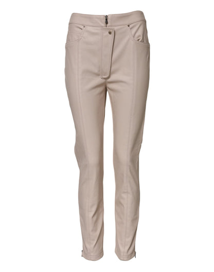 Elisabetta Franchi Beige High Waist Tapered Pants