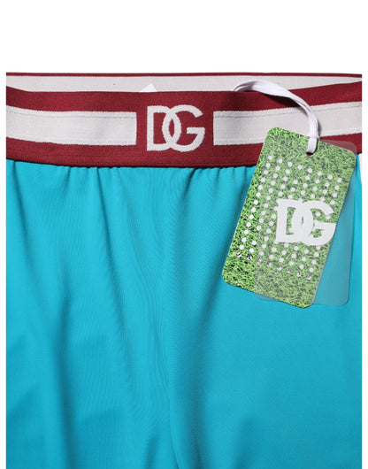 Dolce & Gabbana Blue Nylon Slim Fit Cropped Leggings Pants