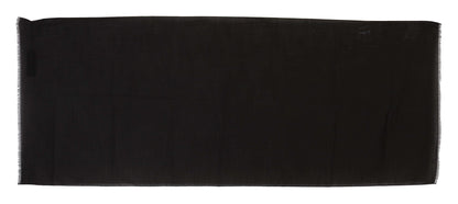 Dolce & Gabbana Dark Gray Virgin Wool Striped Pattern Wrap Scarf