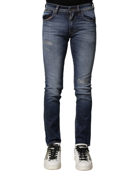 Dolce & Gabbana Blue Washed Cotton Slim Fit Men Denim Jeans