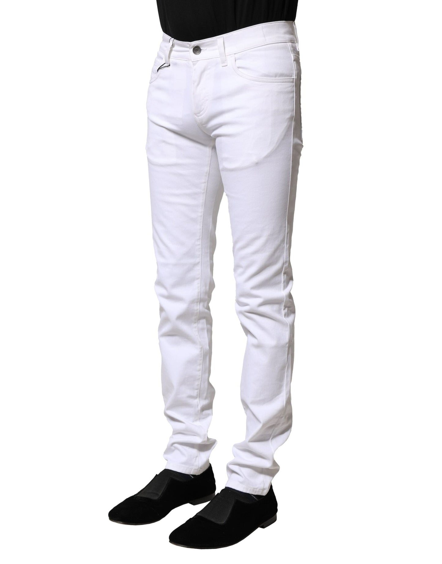 Dolce & Gabbana White Cotton Skinny Men Denim Jeans