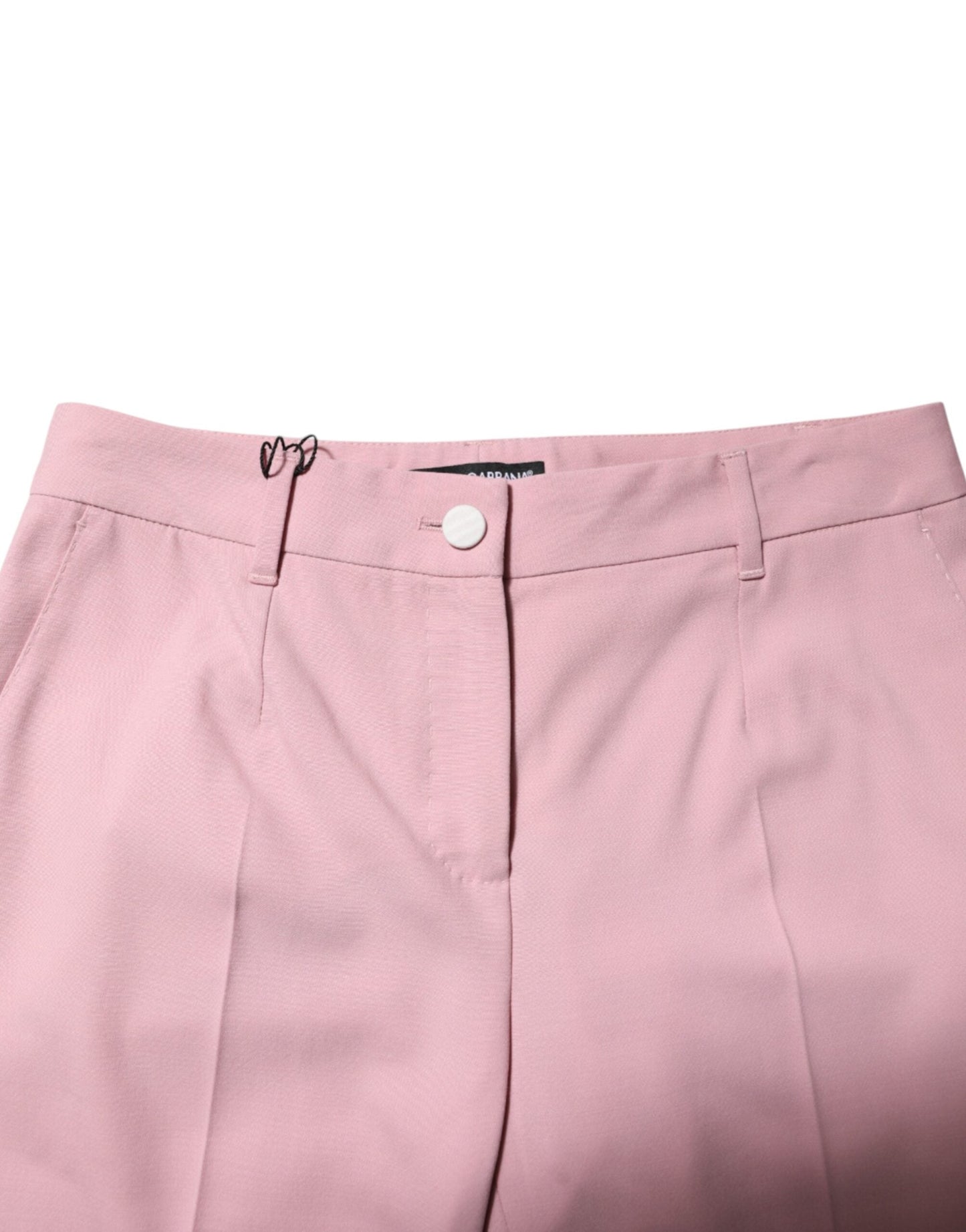 Dolce & Gabbana Pink Wool Mid Waist Tapered Pants