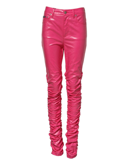 Dolce & Gabbana Pink Cotton High Waisted Skinny Denim Jeans