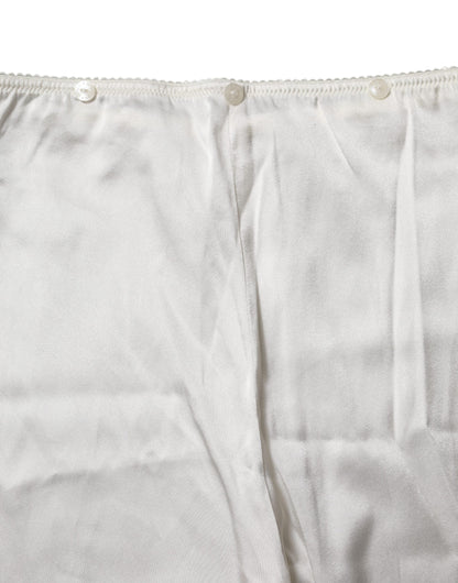 Dolce & Gabbana Ivory Silk Tapered High Waist Pants
