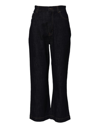 Dolce & Gabbana Blue Cotton High Waisted Flared Denim Jeans
