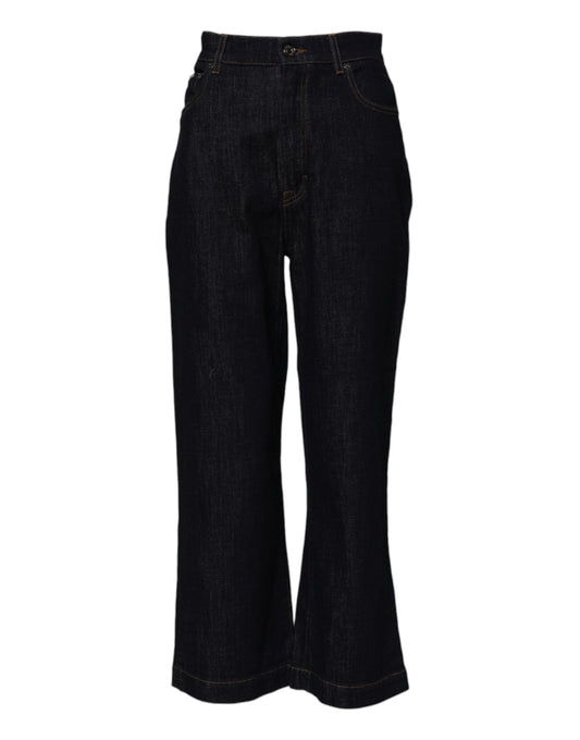 Dolce & Gabbana Blue Cotton High Waisted Flared Denim Jeans