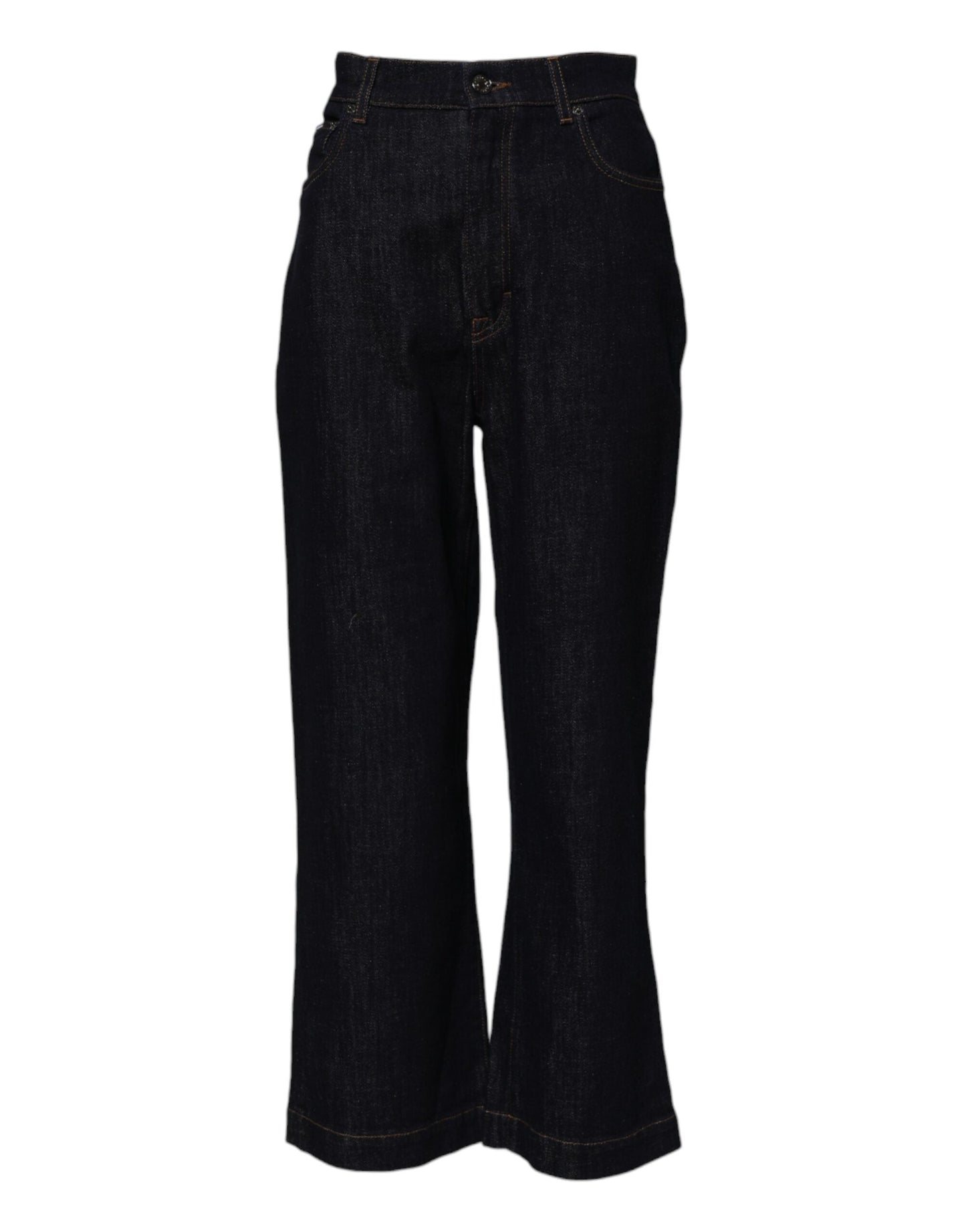 Dolce & Gabbana Blue Cotton High Waisted Flared Denim Jeans