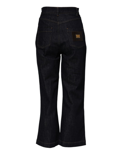 Dolce & Gabbana Blue Cotton High Waisted Flared Denim Jeans