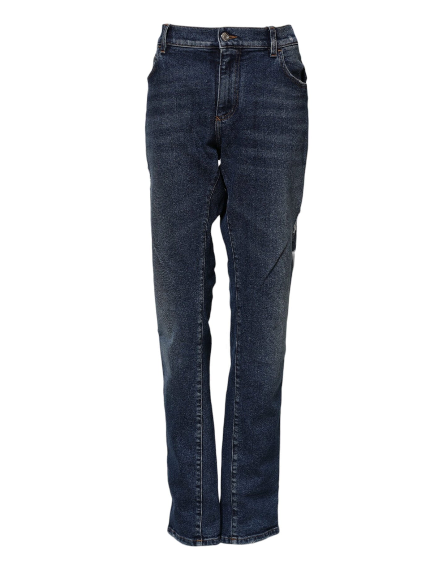 Dolce & Gabbana Blue Cotton Mid Waisted Straight Denim Jeans