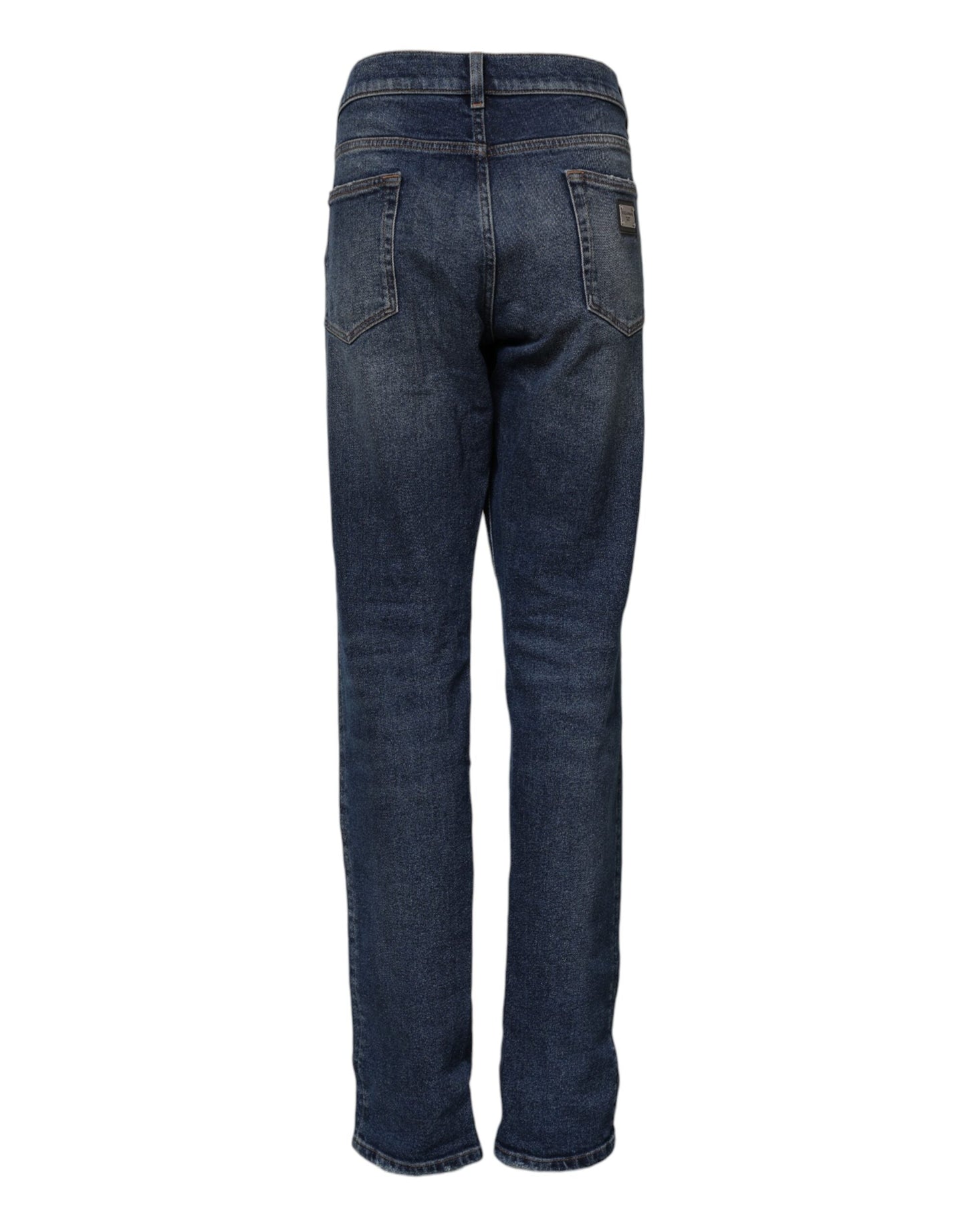 Dolce & Gabbana Blue Cotton Mid Waisted Straight Denim Jeans
