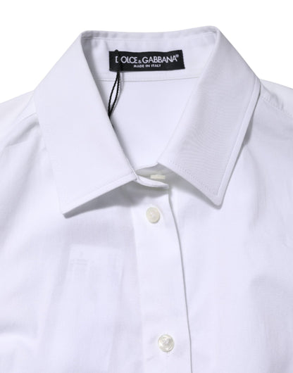 Dolce & Gabbana White Cotton Long Sleeves Collared Shirt Top