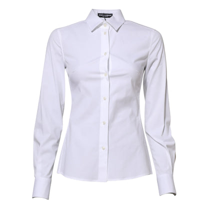Dolce & Gabbana White Cotton Long Sleeves Collared Shirt Top