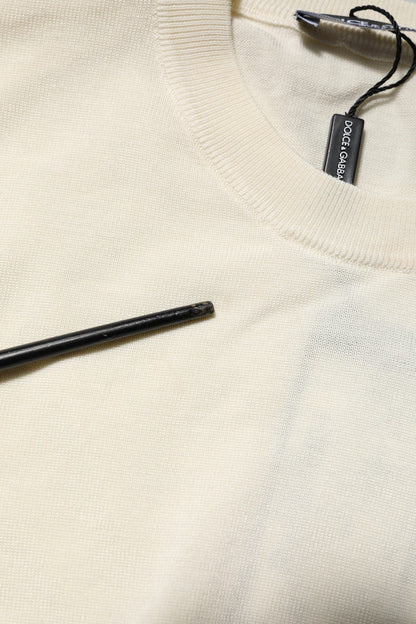 Dolce & Gabbana White Silk Short Sleeves Blouse Pullover Top