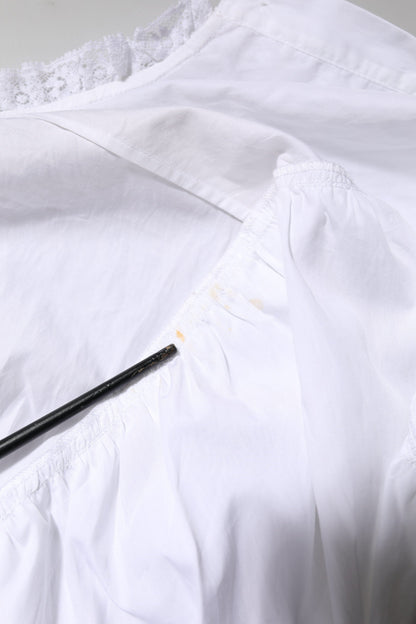 Dolce & Gabbana White Ruffled Lace Embellished Blouse Top