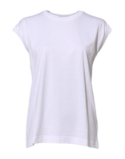 Dolce & Gabbana White Cotton Sleeveless Women Tank T-shirt