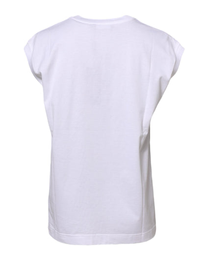Dolce & Gabbana White Cotton Sleeveless Women Tank T-shirt